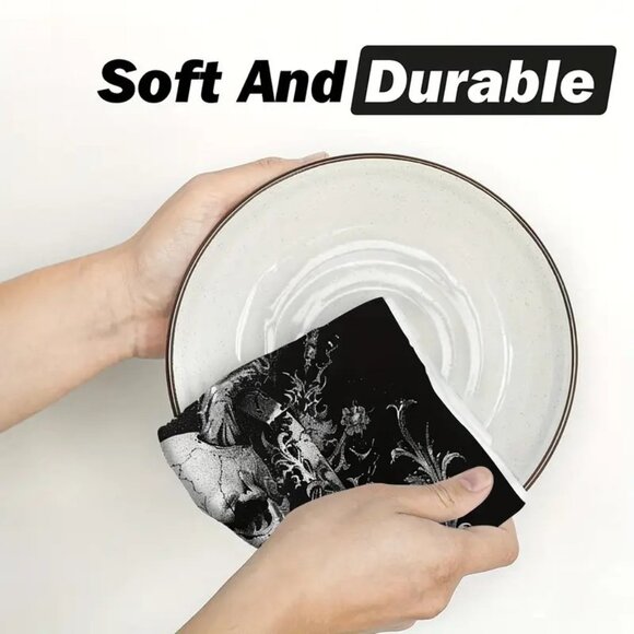 Set of 2 Halloween Skull Hand Towels Kitchen Dish Cloths Gothic Goth Horror NWOT - Picture 5 of 5